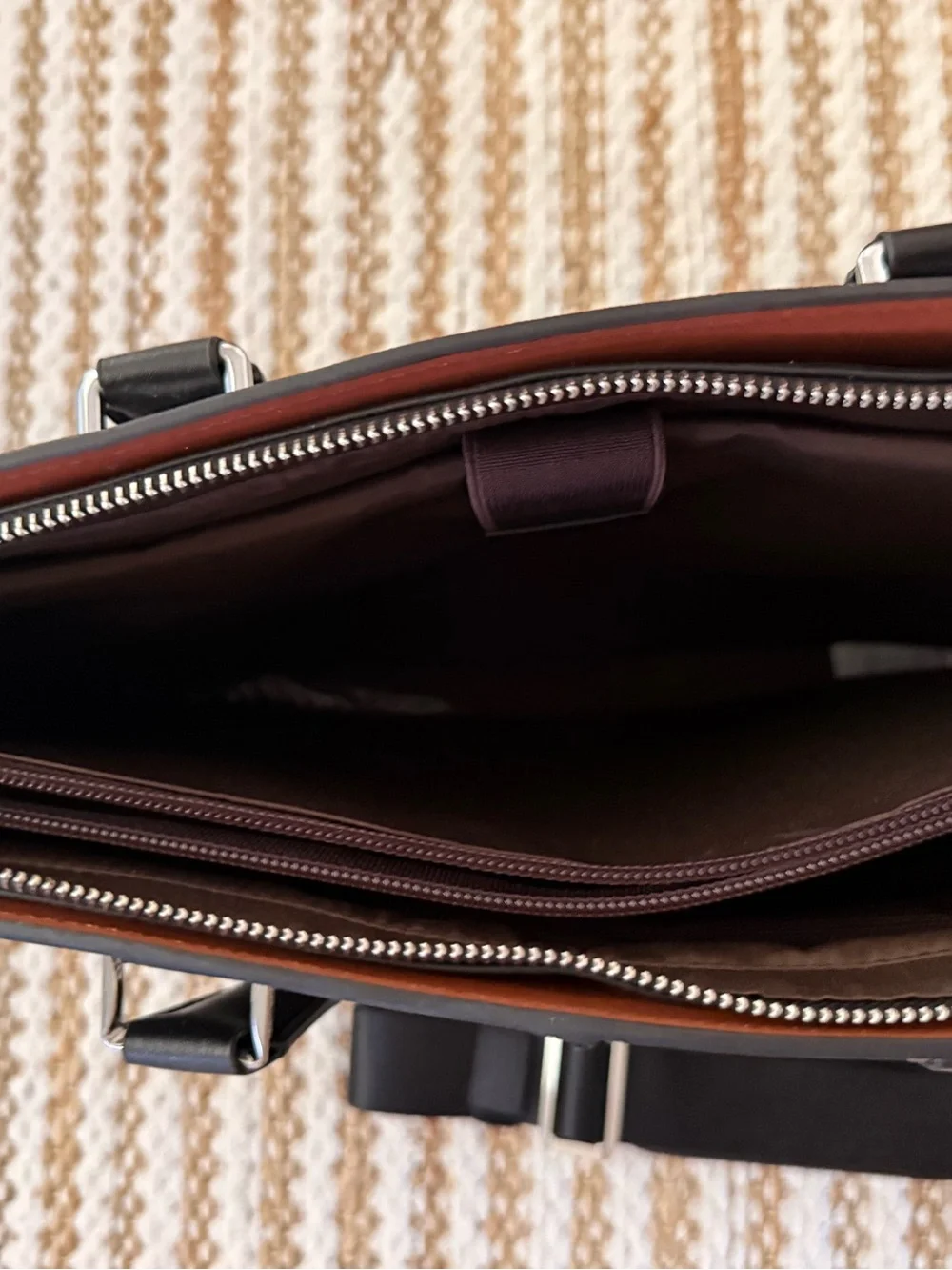 Black Structured Leather Briefcase Bag